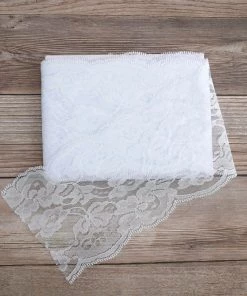 HIER_5220 5" X 10 Yards White Lace Pattern Tulle Fabric Rolls Fabric Bolts & Bags