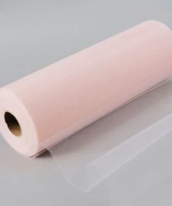 HIER_5220 12"x100 Yards Blush/Rose Gold Tulle Fabric Bolt, Sheer Fabric Spool Roll For Crafts Fabric Bolts & Bags