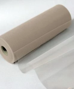 HIER_5220 12"x100 Yards Taupe Tulle Fabric Bolt, Sheer Fabric Spool Roll For Crafts Fabric Bolts & Bags