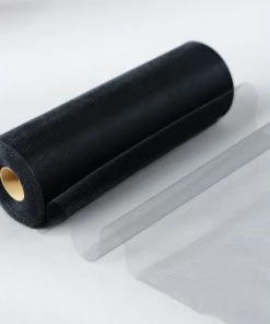 HIER_5220 12"x100 Yards Black Tulle Fabric Bolt, Sheer Fabric Spool Roll For Crafts Fabric Bolts & Bags