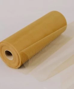 HIER_5220 Fabric Bolts & Bags 12"x100 Yards Gold Tulle Fabric Bolt, Sheer Fabric Spool Roll For Crafts