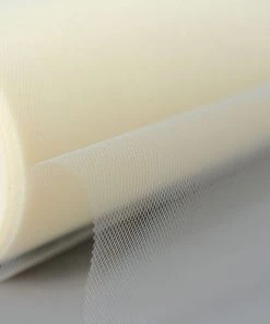 HIER_5220 12"x100 Yards Ivory Tulle Fabric Bolt, Sheer Fabric Spool Roll For Crafts