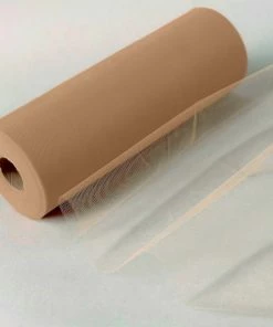 HIER_5220 12"x100 Yards Natural Tulle Fabric Bolt, Sheer Fabric Spool Roll For Crafts Theme Décor