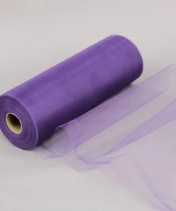 HIER_5220 12"x100 Yards Purple Tulle Fabric Bolt, Sheer Fabric Spool Roll For Crafts