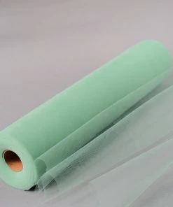 HIER_5220 18"x100 Yards Sage Green Tulle Fabric Bolt, Sheer Fabric Spool Roll For Crafts