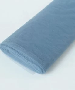 HIER_5210 54"x40 Yards Dusty Blue Tulle Fabric Bolt, Sheer Fabric Spool Roll For Crafts
