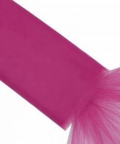 HIER_5210 54"x40 Yards Fuchsia Tulle Fabric Bolt, Sheer Fabric Spool Roll For Crafts