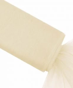 HIER_5220 54"x40 Yards Ivory Tulle Fabric Bolt, Sheer Fabric Spool Roll For Crafts