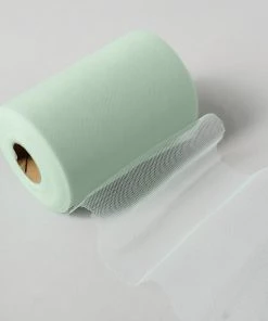 HIER_5220 6"x100 Yards Mint Tulle Fabric Bolt, Sheer Fabric Spool Roll For Crafts Theme Décor