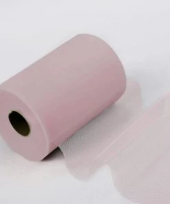 HIER_5220 6"x100 Yards Pink Tulle Fabric Bolt, Sheer Fabric Spool Roll For Crafts Fabric Bolts & Bags