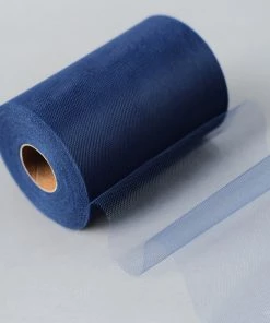 HIER_5220 6"x100 Yards Royal Blue Tulle Fabric Bolt, Sheer Fabric Spool Roll For Crafts