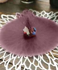 HIER_5220 Tabletop Decor 25 Pack | 9" Violet Amethyst Sheer Nylon Tulle Circles Favor Wrap Craft Fabric, DIY Candy Favor Wraps