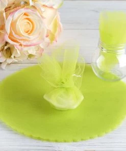 HIER_5220 Gift Favor Bags 25 Pack | 9" Apple Green Sheer Nylon Tulle Scalloped Circles Favor Wrap Craft Fabric - Clearance SALE