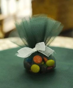 HIER_5220 Tabletop Decor 25 Pack | 9" Hunter Emerald Green Sheer Nylon Tulle Circles Favor Wrap Craft Fabric, DIY Candy Favor Wraps