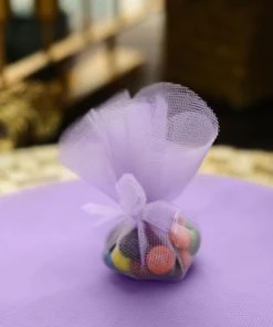 HIER_5220 25 Pack | 9" Lavender Sheer Nylon Tulle Circles Favor Wrap Craft Fabric, DIY Candy Favor Wraps