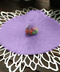 HIER_5220 25 Pack | 9" Lavender Sheer Nylon Tulle Circles Favor Wrap Craft Fabric, DIY Candy Favor Wraps