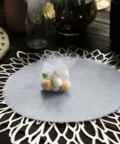 HIER_5220 Tabletop Decor 25 Pack | 9" Silver Sheer Nylon Tulle Circles Favor Wrap Craft Fabric, DIY Candy Favor Wraps