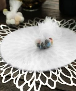 HIER_5220 Tabletop Decor 25 Pack | 9" White Sheer Nylon Tulle Circles Favor Wrap Craft Fabric, DIY Candy Favor Wraps