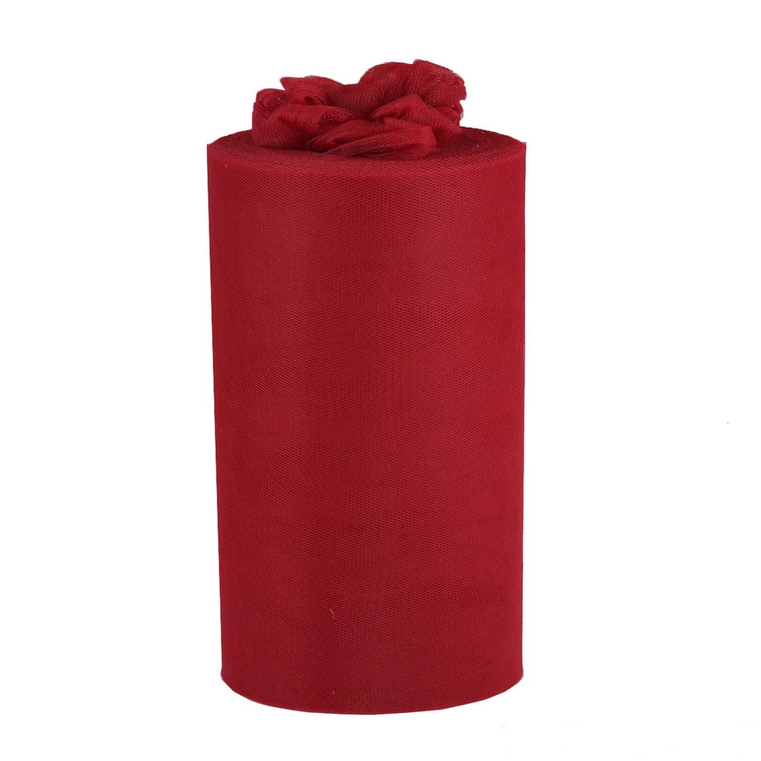 HIER_5220 9"x100 Yards Burgundy Tulle Fabric Bolt, Sheer Fabric Spool Roll For Crafts 1 HIER_5220 9"x100 Yards Burgundy Tulle Fabric Bolt, Sheer Fabric Spool Roll For Crafts