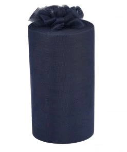 HIER_5220 9"x100 Yards Navy Blue Tulle Fabric Bolt, Sheer Fabric Spool Roll For Crafts