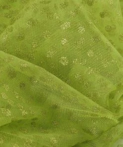 HIER_5210 54"x15 Yards Sheer Fabric Tulle Bolt For Decoration And Craft - Apple Green Glitter Polka Dot Fabric Bolts & Bags