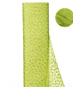 HIER_5210 54"x15 Yards Sheer Fabric Tulle Bolt For Decoration And Craft - Apple Green Glitter Polka Dot Fabric Bolts & Bags