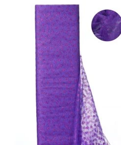 HIER_5210 54"x15 Yards Purple Glitter Polka Dot Tulle Fabric Bolts Fabric Bolts & Bags