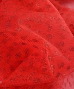 HIER_5210 54"x15 Yards Red Glitter Polka Dot Tulle Fabric Bolts - Clearance SALE Fabric Bolts & Bags