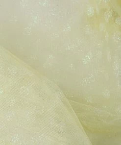 HIER_5210 54"x15 Yards Yellow Glittered Polka Dots Tulle Fabric Bolt - Clearance SALE