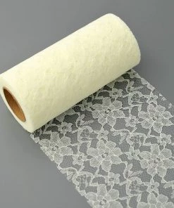 HIER_5210 6" X 10 Yards Ivory Floral Lace Fabric Bolt 16 HIER_5210 6