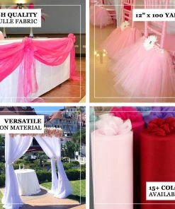 HIER_5220 12"x100 Yards Pink Tulle Fabric Bolt, Sheer Fabric Spool Roll For Crafts Fabric Bolts & Bags 17 HIER_5220 12