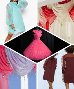 HIER_5220 6" X 10 Yards Red Sheer Organza Fabric Bolt By Yard For Wedding Bows Sash DIY Party Decor - Clearance SALE Fabric Bolts & Bags