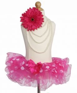 HIER_3500 Fluffy Fuchsia & White Polka Dots Girls Tutu Skirt Big Clearance Sale
