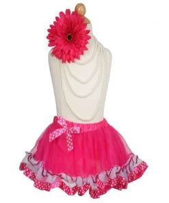 HIER_3500 I Heart Fuchsia Tutu Skirt With White Polka Dots Edge Big Clearance Sale