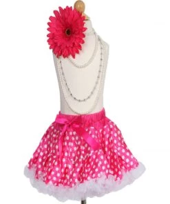 HIER_3500 Big Clearance Sale Sweet Pink And White Polka Dots Ruffle Tutu Skirt