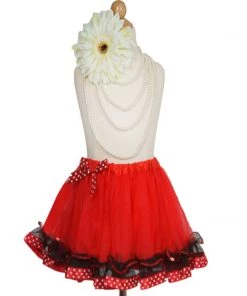 HIER_3500 Fired Up Red Tutu Skirt With White Polka Dots Edge