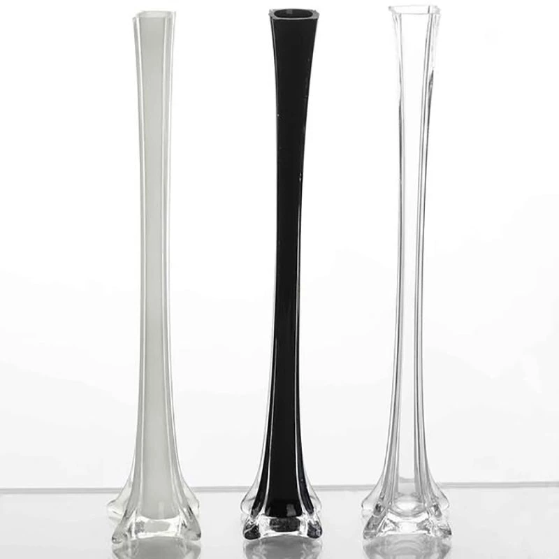 HIER_4810 Chargers & Centerpieces 12 Pack | 20" White Eiffel Tower Glass Florist Vases 7 HIER_4810 Chargers & Centerpieces 12 Pack | 20" White Eiffel Tower Glass Florist Vases