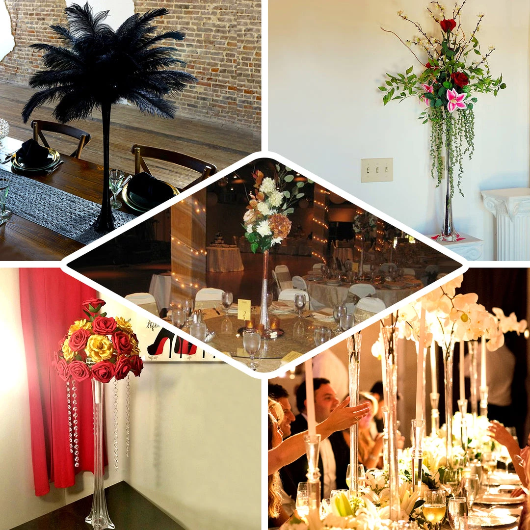 HIER_4810 Chargers & Centerpieces 6 Pack | 28" White Glass Flower Eiffel Tower Vases 5 HIER_4810 Chargers & Centerpieces 6 Pack | 28" White Glass Flower Eiffel Tower Vases