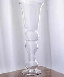 HIER_4810 Chargers & Centerpieces 4 Pack | 20" Pilsner Curved Trumpet Glass Florist Vases