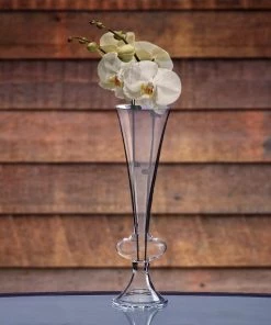 HIER_4810 4 Pack | 11" Reversible Crystal Ball Trumpet Glass Vase Chargers & Centerpieces