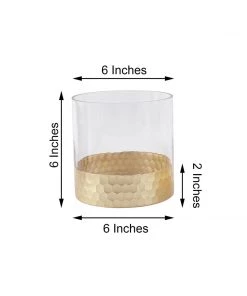 HIER_4810 Chargers & Centerpieces 2 Pack | 6" Glass Cylinder Vases With Gold Honeycomb Base | Glass Candle Holders 17 HIER_4810 Chargers & Centerpieces 2 Pack | 6