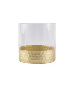 HIER_4810 Chargers & Centerpieces 2 Pack | 6" Glass Cylinder Vases With Gold Honeycomb Base | Glass Candle Holders 27 HIER_4810 Chargers & Centerpieces 2 Pack | 6