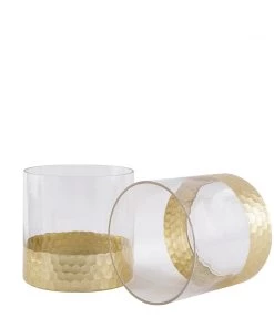 HIER_4810 Chargers & Centerpieces 2 Pack | 6" Glass Cylinder Vases With Gold Honeycomb Base | Glass Candle Holders 29 HIER_4810 Chargers & Centerpieces 2 Pack | 6