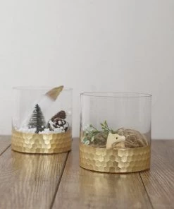 HIER_4810 Chargers & Centerpieces 2 Pack | 6" Glass Cylinder Vases With Gold Honeycomb Base | Glass Candle Holders 23 HIER_4810 Chargers & Centerpieces 2 Pack | 6