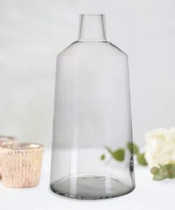 HIER_4810 2 Pack | 12" Tapered Neck Clear Glass Flower Bud Vase Centerpieces