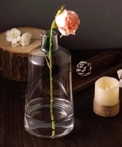 HIER_4810 2 Pack | 12" Tapered Neck Clear Glass Flower Bud Vase Centerpieces