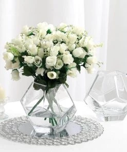 HIER_4810 2 Pack | 5" Clear Glass Geometric Vases | Table Top Prism Terrariums Glass Vases