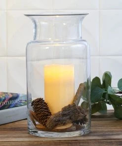 HIER_4810 Chargers & Centerpieces 2 Pack | 11" Flared Neck Heavy Duty Clear Glass Vases