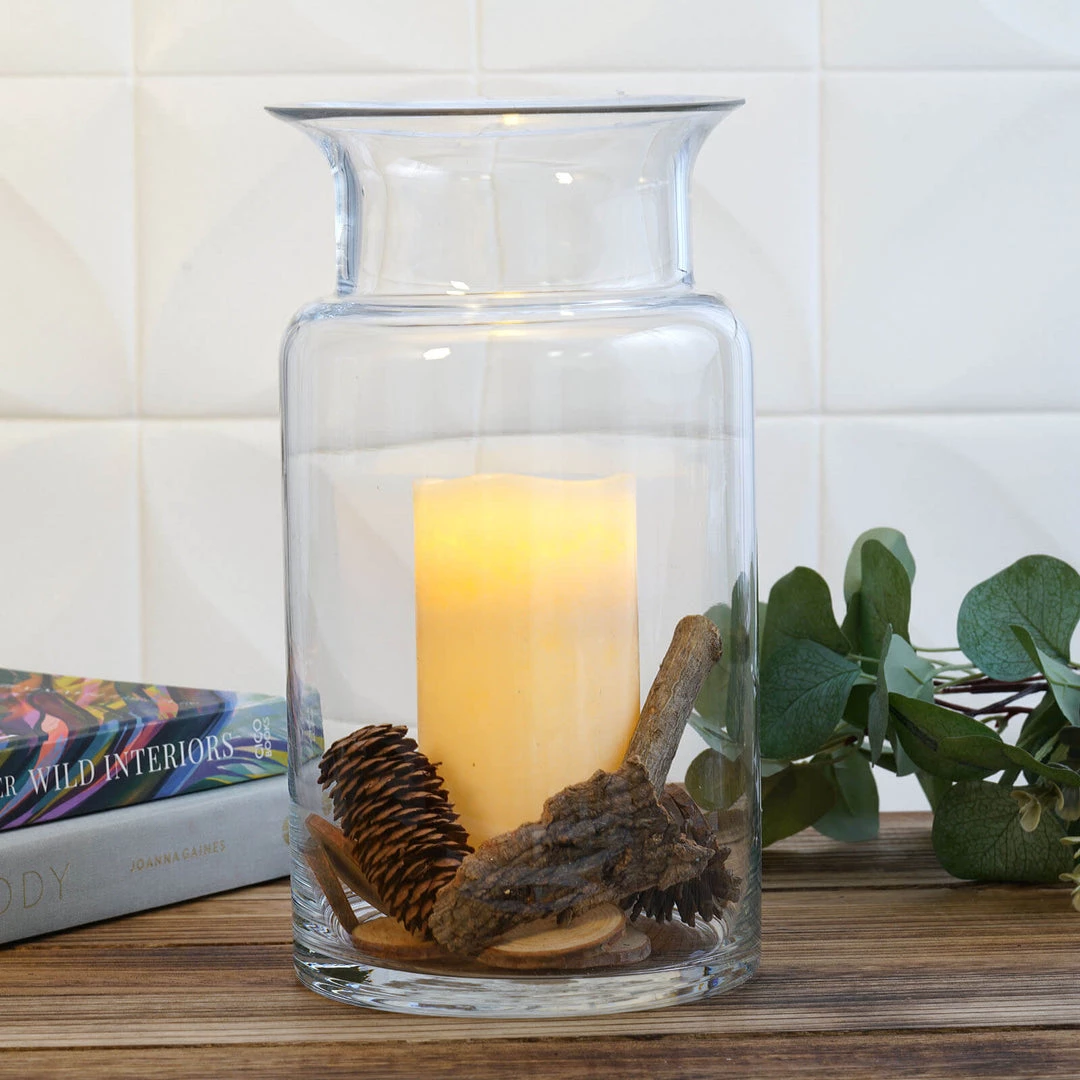 HIER_4810 Chargers & Centerpieces 2 Pack | 11" Flared Neck Heavy Duty Clear Glass Vases 2 HIER_4810 Chargers & Centerpieces 2 Pack | 11" Flared Neck Heavy Duty Clear Glass Vases