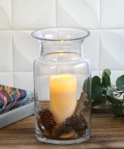 HIER_4810 Chargers & Centerpieces 2 Pack | 11" Flared Neck Heavy Duty Clear Glass Vases 23 HIER_4810 Chargers & Centerpieces 2 Pack | 11